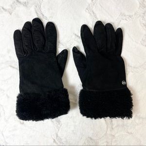 UGG Suede Leather Gloves Black Small
